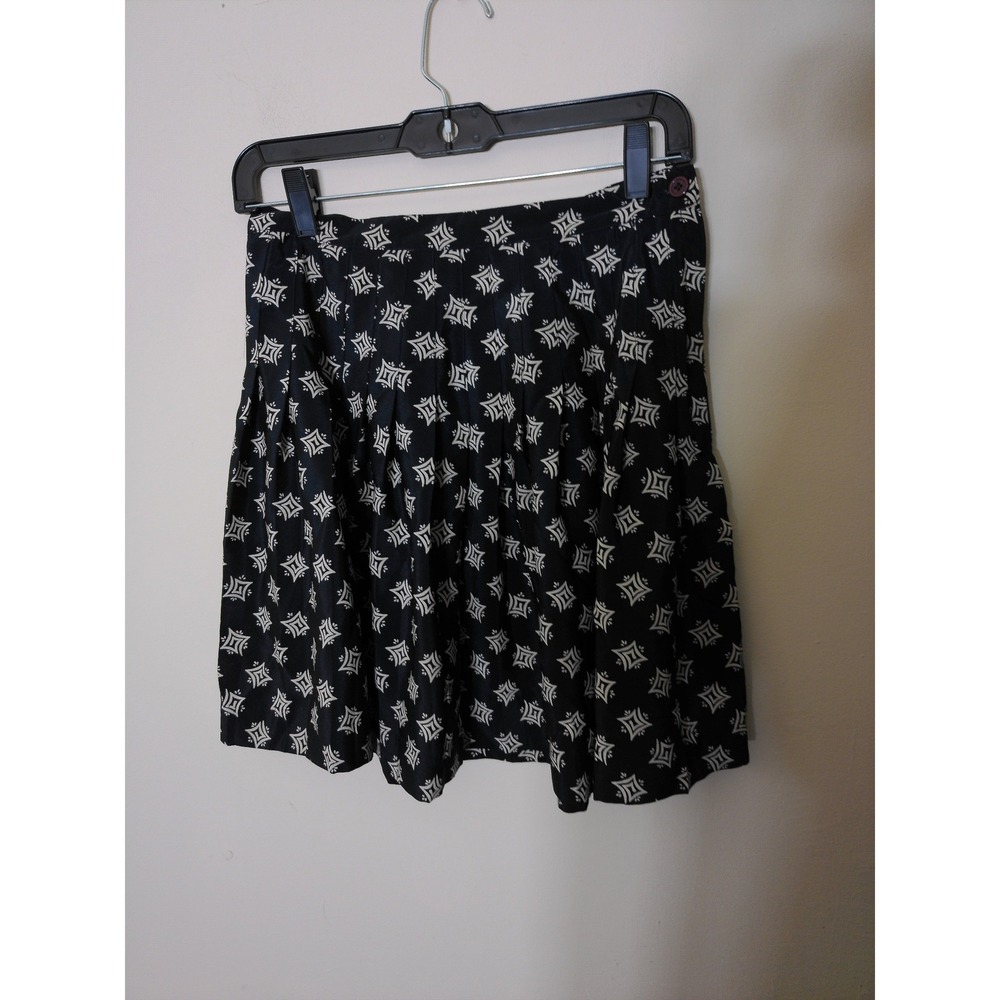 Express Pleated Mini Skirt Women 7/8 Navy Geometric 90s Vintage Dark Academia